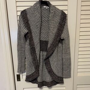 CAbi Gray and Brown Open Front Cardigan